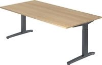 HAMMERBACHER Schreibtisch Schreibtisch C-Fu&szlig; 200x100cm Eiche/Graphit