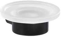Gedy Seifenhalter PIRENEI Seifenschale, Milchglas, Schwarz matt, Breite: 11 cm,