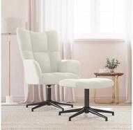 vidaXL Relaxsessel, Relaxsessel mit Hocker Cremewei&szlig; Samt