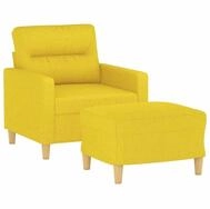 vidaXL Sofa Sessel mit Hocker Hellgelb 60 cm Stoff