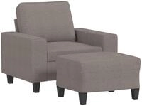 vidaXL Sofa Sessel mit Hocker Taupe 60 cm Stoff