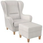Supellex Ohrensessel Sofia Relaxsessel mit Hocker Design Kunstleder Milano Wei&szlig;