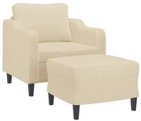 vidaXL Sofa Sessel mit Hocker Creme 60 cm Stoff