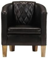 vidaXL Sessel, Clubsessel Schwarz Echtleder
