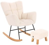 HOME DELUXE Schaukelstuhl NARA inkl. Hocker - Boucl&eacute; 68 x 95 x 88 cm,...