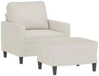 vidaXL Sofa Sessel mit Hocker Creme 60 cm Samt, 7 Teile
