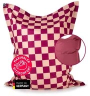 Lumaland Sitzsack XXL-Sitzsack Karo 380L weinrot/pfirsich, mit EPS-Perlen -...