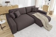 S-Style M&ouml;bel Ecksofa Emma mit Bettfunktion in Cord-Stoff und hohem...