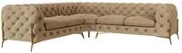 S-Style M&ouml;bel Ecksofa Ashley, Chesterfield mit Goldenen Metall F&uuml;&szlig;en, mit