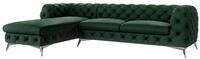 S-Style M&ouml;bel Ecksofa Kalina, Chesterfield mit Ottomane mit silbernen Metall