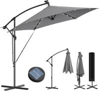 Woltu Sonnenschirm, mit Solar-LED-Beleuchtung, Sonnenschutz 360&deg; drehbar