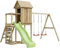 FUNGOO Spielturm MaxPlay 5, mit Spielhaus, Rutsche, Doppelschaukel, Kletterwand