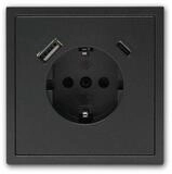 McPower Unterputz-Steckdose Steckdose SHALLOW anthrazi 1x USB-C 18W, m Rahmen