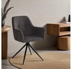 Homestyle4u Armlehnstuhl Esszimmerstuhl Cord Drehbar Grau Esstisch Wohnzimmer B&uuml;ro