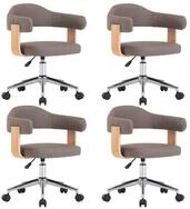vidaXL Esszimmerstuhl Drehbare Esszimmerst&uuml;hle 4 Stk. Taupe Bugholz und Stoff...