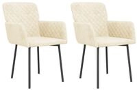 vidaXL Esszimmerstuhl Esszimmerst&uuml;hle 2 Stk. Creme Samt (2 St)