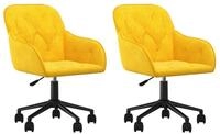 vidaXL Esszimmerstuhl Esszimmerst&uuml;hle 2 Stk. Drehbar Gelb Samt (2 St)
