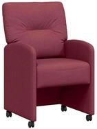 vidaXL Esszimmerstuhl Esszimmerst&uuml;hle mit Rollen 2 pcs Weinrot 57 x 67 x 95 cm Stoff