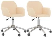 vidaXL Esszimmerstuhl Esszimmerst&uuml;hle 2 Stk. Drehbar Creme Stoff (2 St)