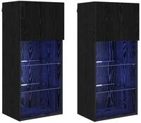 vidaXL TV-Schrank Wandmontierte TV-Schr&auml;nke mit LED 2 pcs Schwarz Eichen-Optik