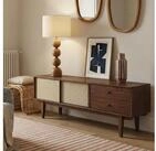 IDIMEX Lowboard SIMONA, TV Schrank 175 cm Massivholz Rattan Schiebet&uuml;r Kastanie