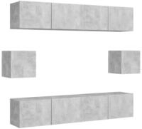vidaXL TV-Wand, 6-tlg. TV-Schrank-Set Betongrau Holzwerkstoff