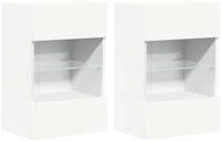 vidaXL TV-Wand Wandschr&auml;nke mit LED-Leuchten f&uuml;r TV 2 Stk. Wei&szlig; 40x30x60,5...