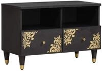 vidaXL TV-Schrank TV-Schr&auml;nk mit Regal Schwarz 70 x 33 x 46 cm Massivholz Mango