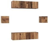 vidaXL TV-Schrank TV-Schrankset Wandmontiert 6 pcs Altholz Holzwerkstoff (6-St)