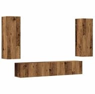 vidaXL TV-Wand TV-Wandschr&auml;nke 4 Stk. Altholz-Optik Holzwerkstoff, (4-St)