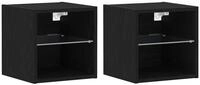 vidaXL Nachttisch LED Wand Nachttischschrank 2 pcs Schwarz 30 x 28,5 x 30 cm...