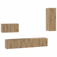 vidaXL TV-Schrank Wand-TV-Schrank Wandmontiert 4 pcs Artisan-Eiche Holzwerkstoff