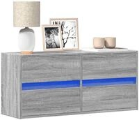 vidaXL Schrankmodule TV-Wandschrank mit LED-Beleuchtung Grau Sonoma 100x31x45 cm