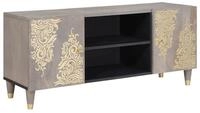 vidaXL TV-Schrank TV-Schr&auml;nk mit Regal Grau 105 x 33 x 46 cm Massivholz (1-St)