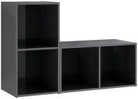 vidaXL TV-Schrank TV-Schr&auml;nke 2 Stk. Hochglanz-Grau 72x35x36,5 cm Holzwerkstoff