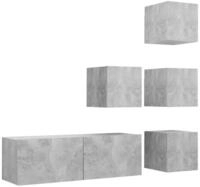 vidaXL TV-Schrank 5-tlg. TV-Schrank-Set Betongrau Holzwerkstoff (5-St)