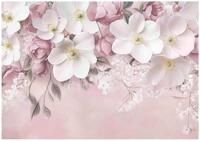 Wallarena Fototapete Blumen Beton - Mehrfarbig - Elegant - Vlies - Schlafzimmer,