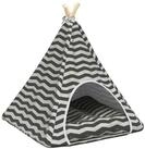 vidaXL Tierkorb 60 x 60 x 70 cm Haustier-Tipi mit Kissen Wei&szlig; und Grau...