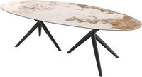 DELIFE Esstisch Edge, Oval Keramik Minas Melange Wei&szlig;-Beige 280x130 Estelar...