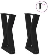 vidaXL Couchtisch, Couchtischbeine 2 Stk. Schwarz 28x(42-43,3) cm Stahl