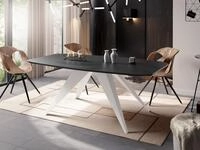 WFL GROUP Esstisch Fatina ausziehbarer rechteckig loft mit wei&szlig;en Metallbeinen...
