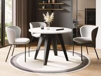 WFL GROUP Esstisch Glory ausziehbar rund industrial mit schwarzen Metallgestell...