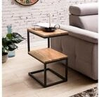 FINEBUY Beistelltisch SuVa10302_1 S-Form Massivholz Metall Wohnzimmertisch