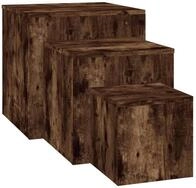 vidaXL Beistelltisch, Ablagetische 3 Stk. R&auml;uchereiche Holzwerkstoff