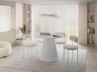 WFL GROUP Esstisch Naro White ausziehbar rund modern mit wei&szlig;en Metallbeinen...