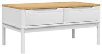 vidaXL Couchtisch Couchtisch FLORO Wei&szlig; 99x55,5x45 cm Massivholz Kiefer (1-St)
