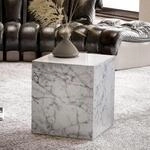 FINEBUY Couchtisch FB57437 Sofatisch MONOBLOC Marmor Optik 40x40x45 cm