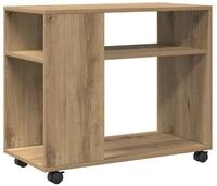 vidaXL Beistelltisch Beistelltisch mit Rollen Artisan-Eiche 70x35x60cm...