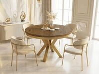 WFL GROUP Esstisch Clara Gold im Loft-Stil rund ausziehbar mit goldenen...