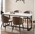 FINEBUY Esstisch FB105292 Esszimmertisch K&uuml;chentisch 120 cm Marmor Optik Wei&szlig;...
